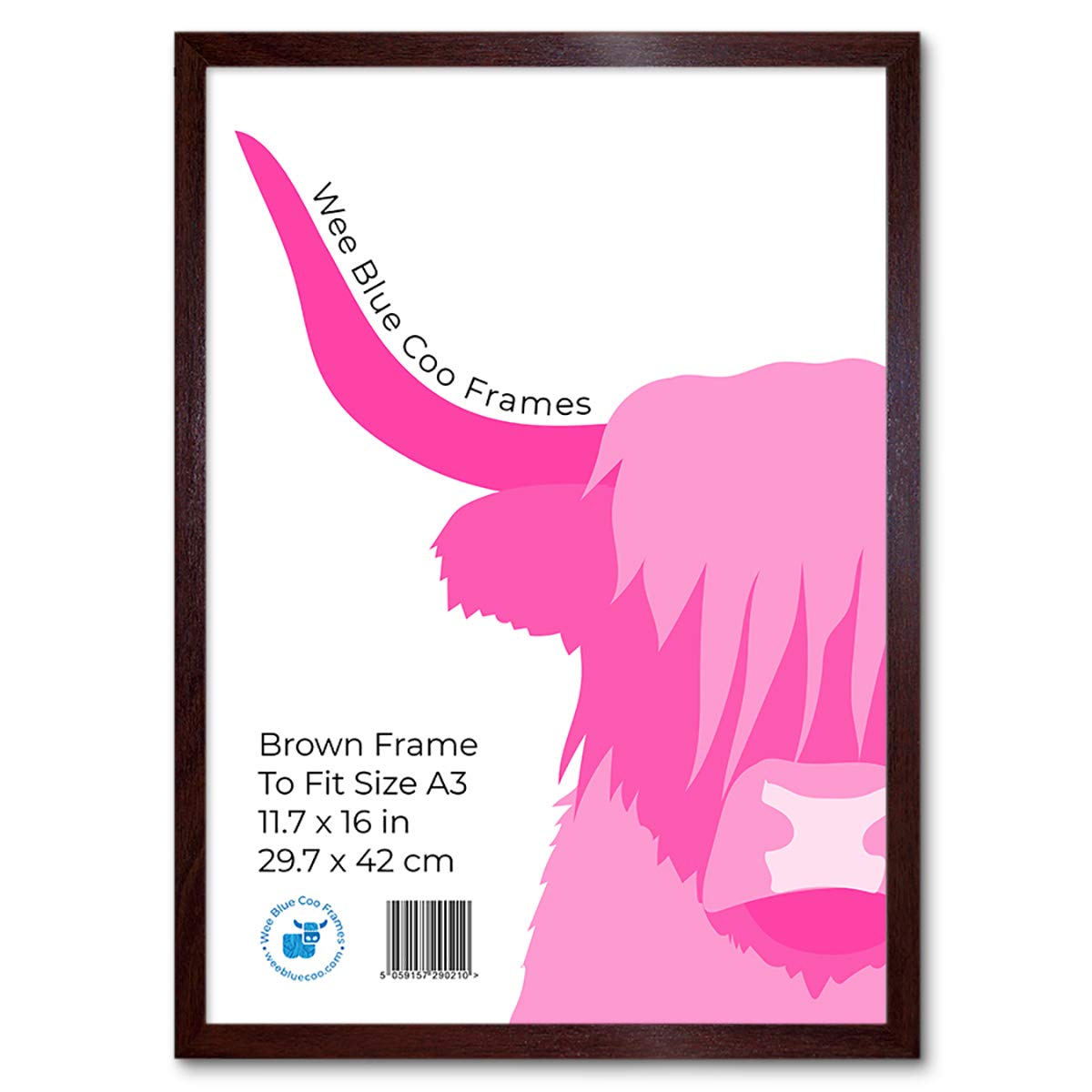 Wee Blue Coo A3 Brown Wooden Picture Frame 11.7 x 16.5 Inch (29.7 x 42cm) Acrylic Safety 'Glass' Photo Frame