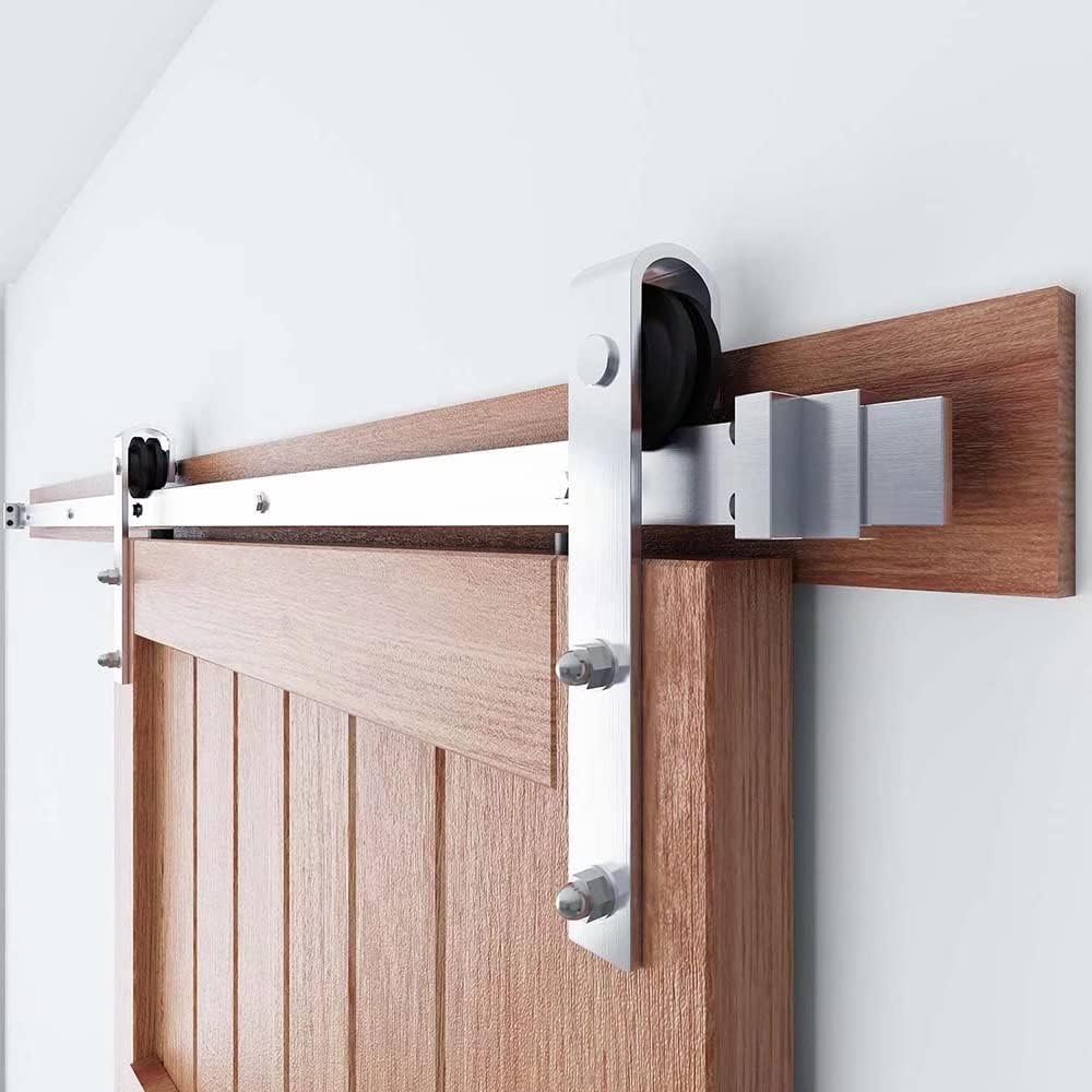 10FT-D Stainless Steel Sliding Barn Door Hardware-Sturdy&Smoothly-J Shape Hanger