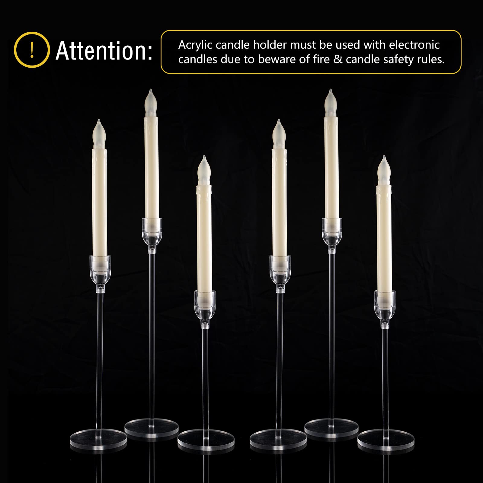 Vincidern 6PCs Acrylic Candle Holders for Table Centerpieces, Taper Candle Holders Decor for Dinner, Home Decor, Party, Wedding Candlestick Holder, Fits 3/4 inch Thick Led Candles