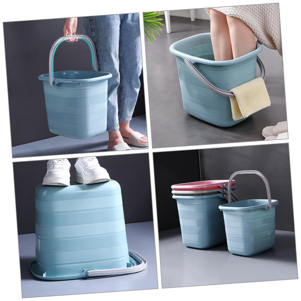 Homoyoyo Secchio in Plastica Robusto e Portatile per Giardinaggio e Pulizia Domestica, Contenitore D'acqua Leggero Manico Ergonomico per Famiglie e Hotel