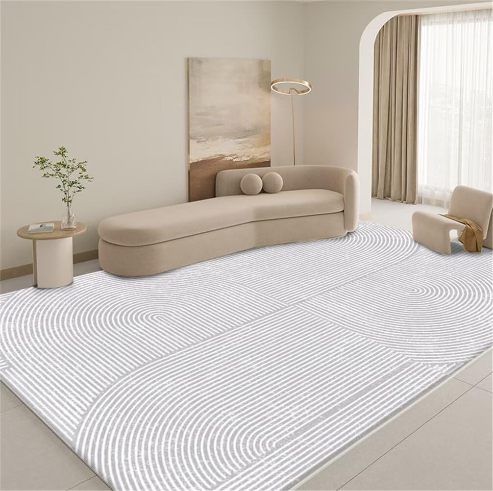 Tapis salon grande taille 120x170cm gris lavable et antidérapant