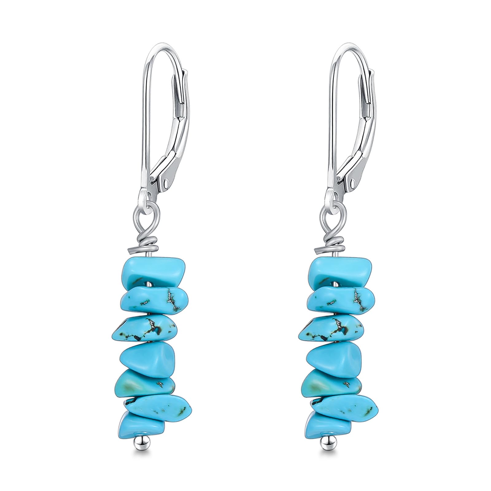 Ohrringe aus echtem Türkis 925er Sterlingsilber baumelnde Ohrringe mit rohem Türkis-Edelstein Westernschmuck für Damen