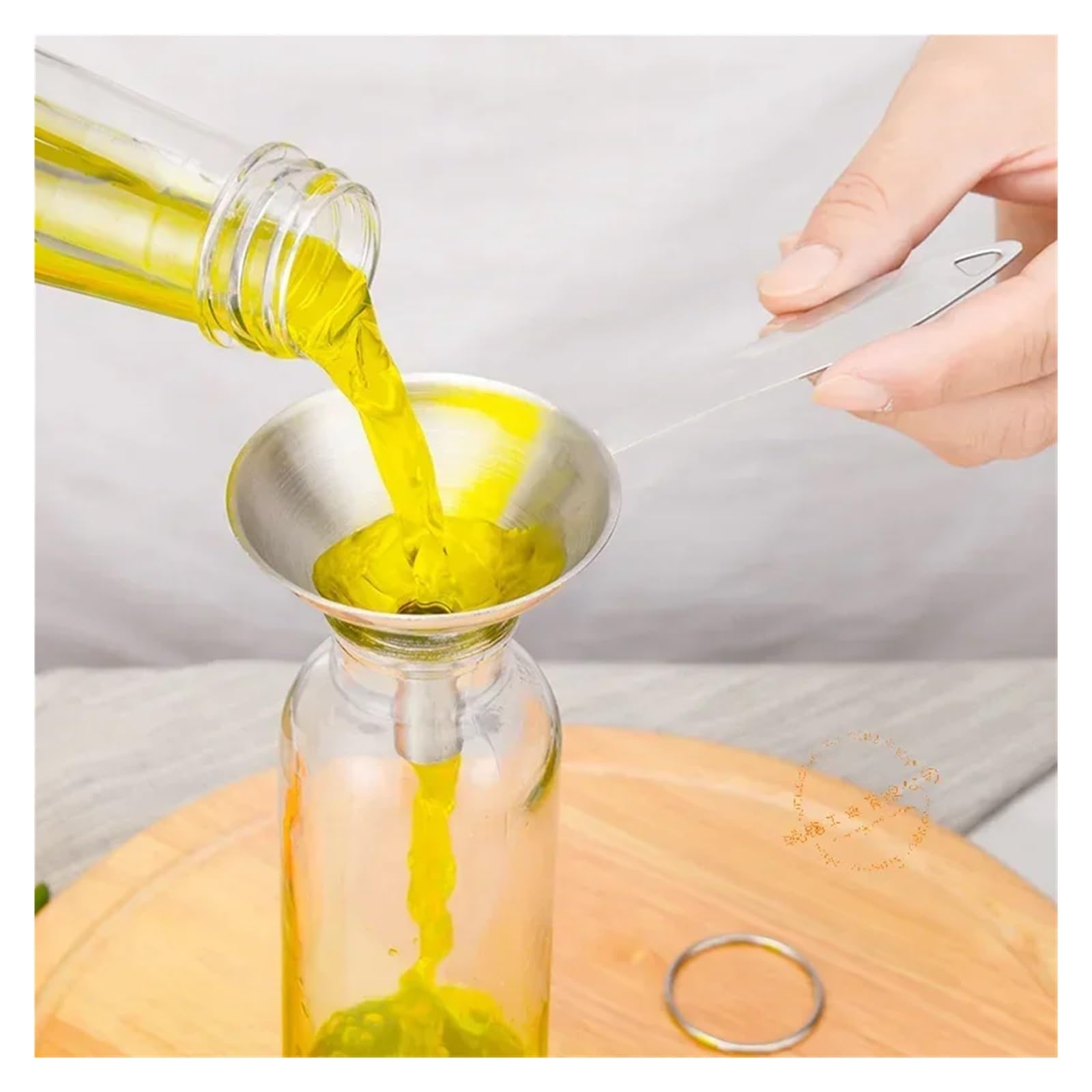 Imbuto in acciaio inossidabile, Set di imbuti in acciaio inossidabile da 3/4/5 pezzi con manico lungo for spezie vinaigrette(4 PCS)