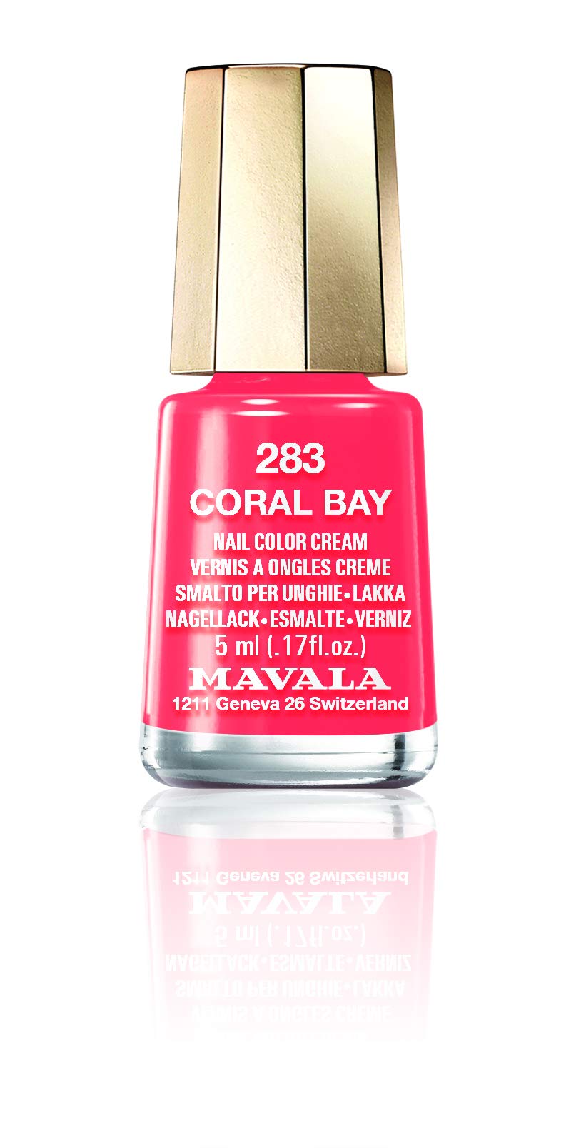 MAVALAMini Colors Coral Bay 283 5 ml, Small Nail Polish, Reddish Orange, Minimizes Evaporation, Formulated with Selected Ingredients, Convenient to Carry