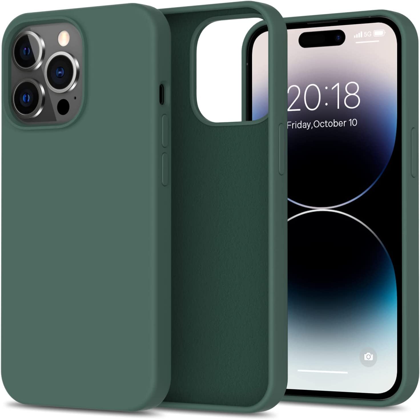 LOXXO® Microfiber Candy Case Compatible for iPhone 14 PRO MAX, Shockproof Slim Back Cover Liquid Silicone Case -Forest Green