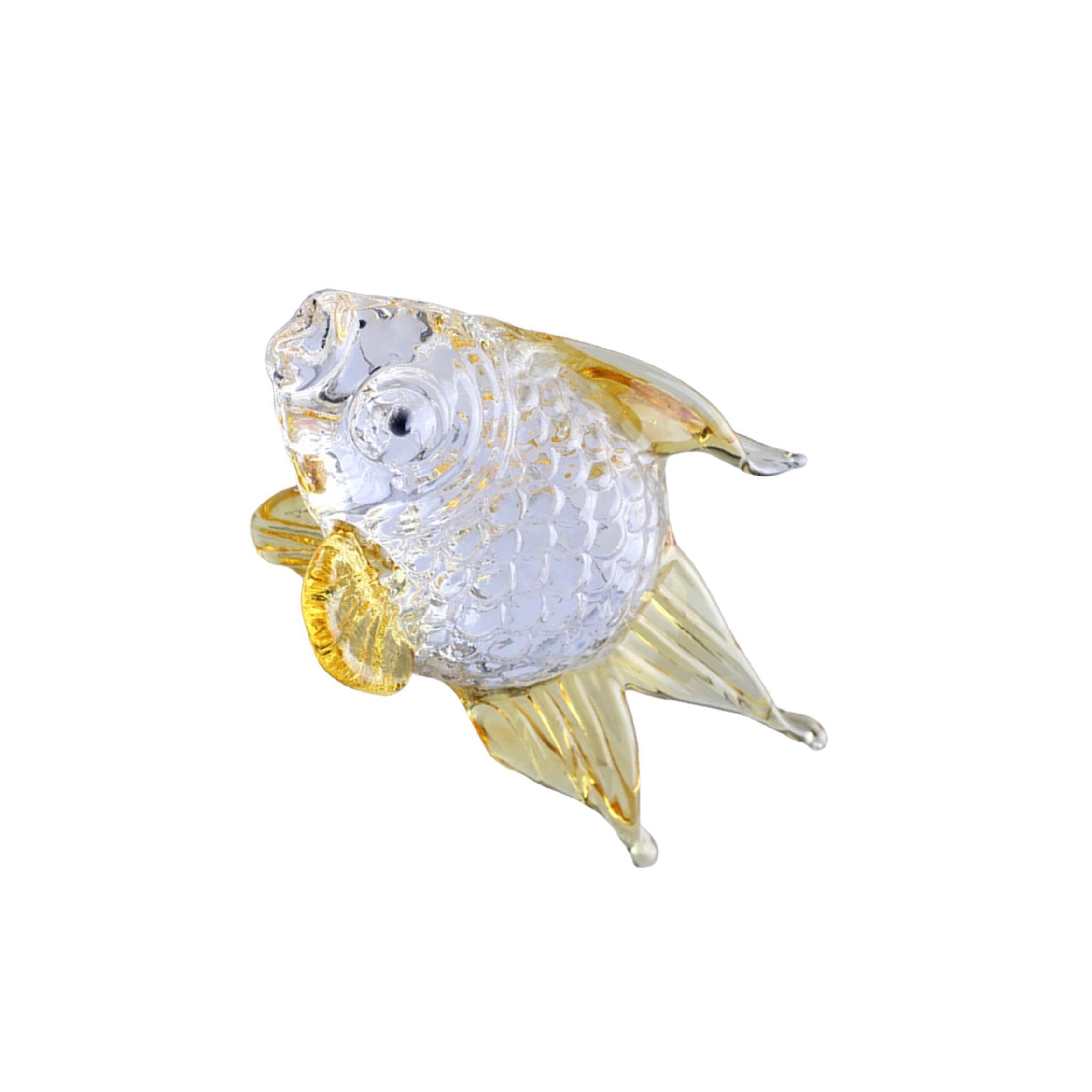 PIXZCSA Small Miniature Goldfish Figurine Clear Glass Collectibles Crafts Sculpture Table Decor Ornaments Wedding Family Etc.
