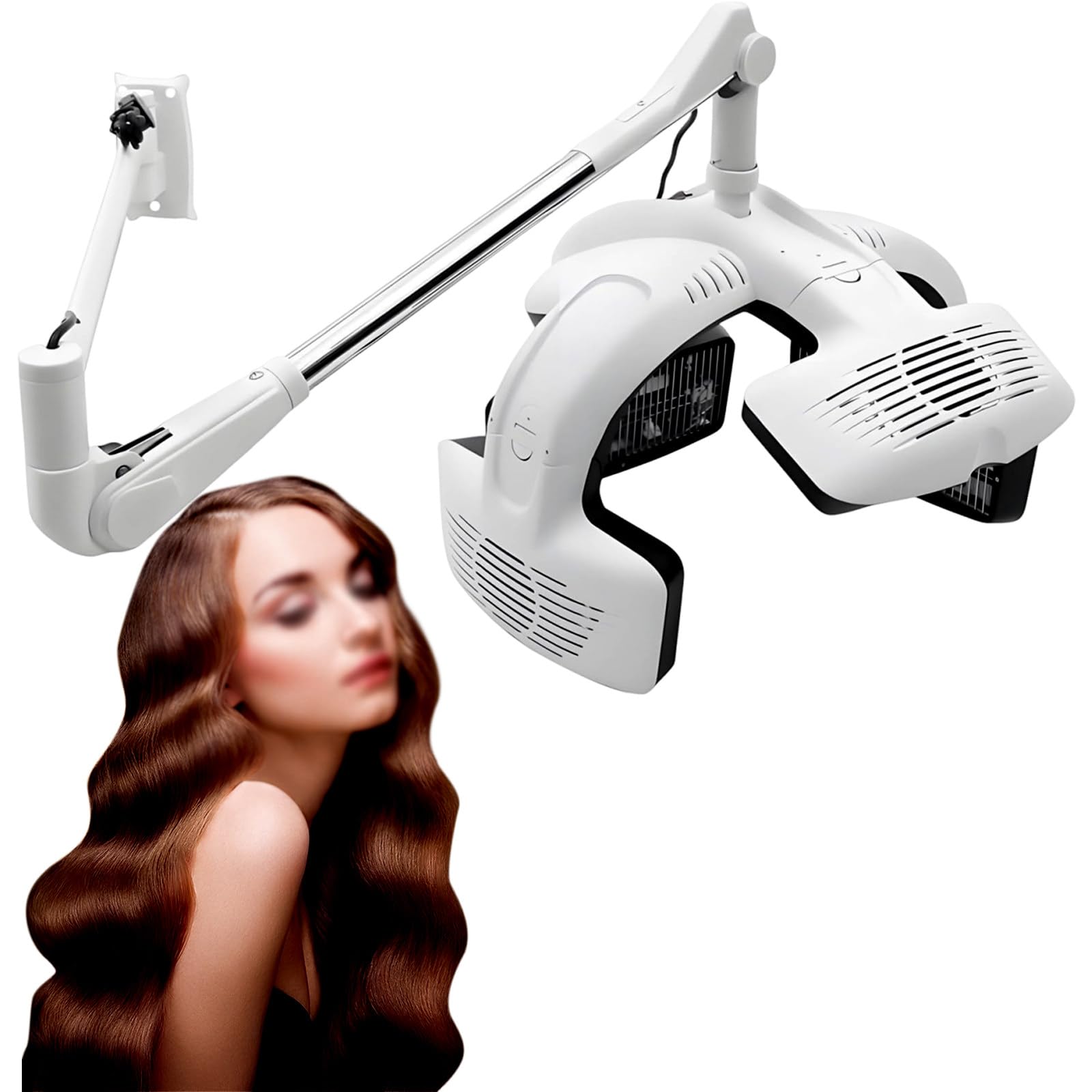 Sunseota 220V Wall Mounted/Vertical Hair Dryer For Salon With Hood & Hair Steamer, Cordless Hair Dryer With Stand, Professional Hair Drying Tool For Hair Salon, Hanging Design For Space-Save -Hanging