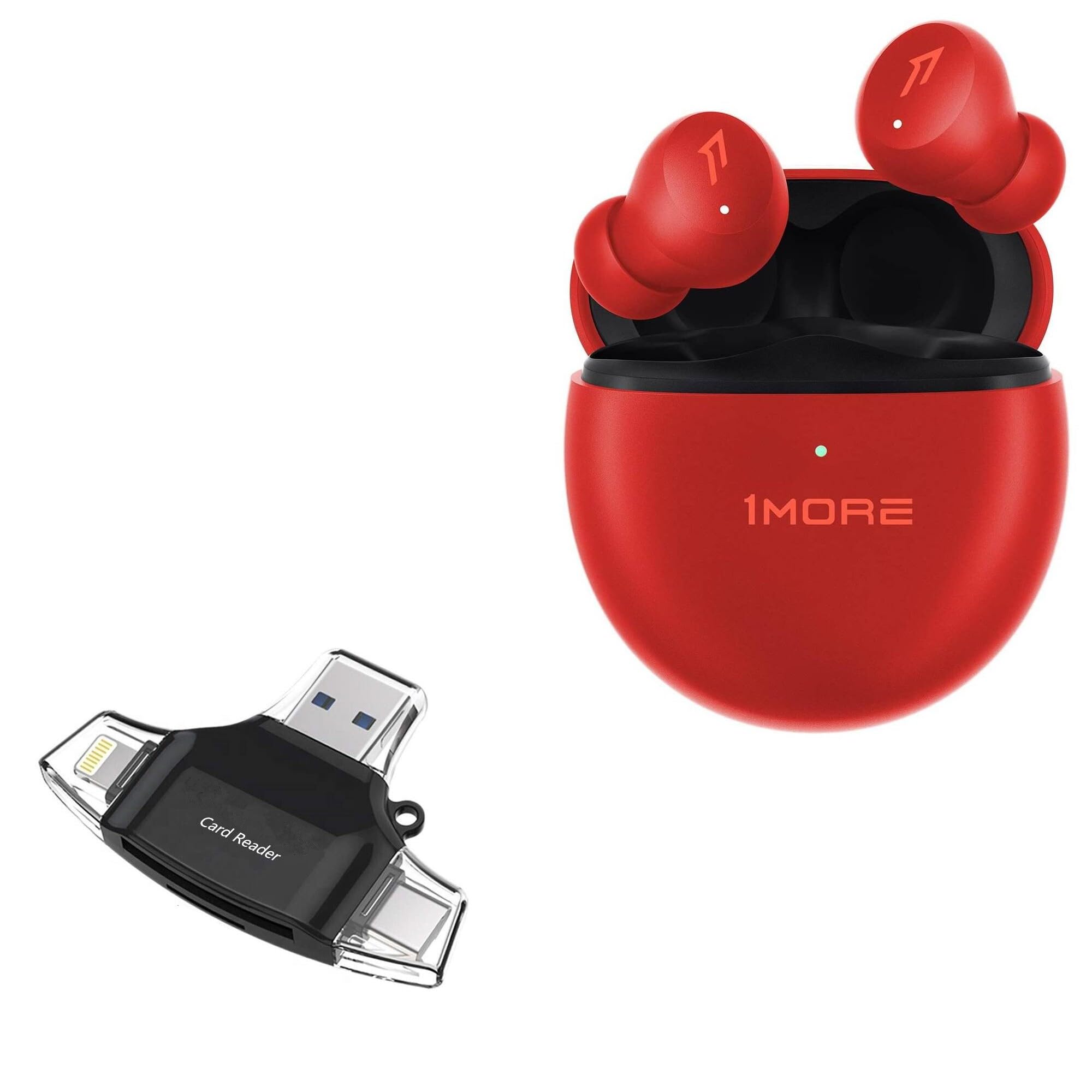 Smart Gadget Compatible with 1MORE Comfobuds Mini - AllReader SD Card Reader, microSD Card Reader SD Compact USB - Jet Black