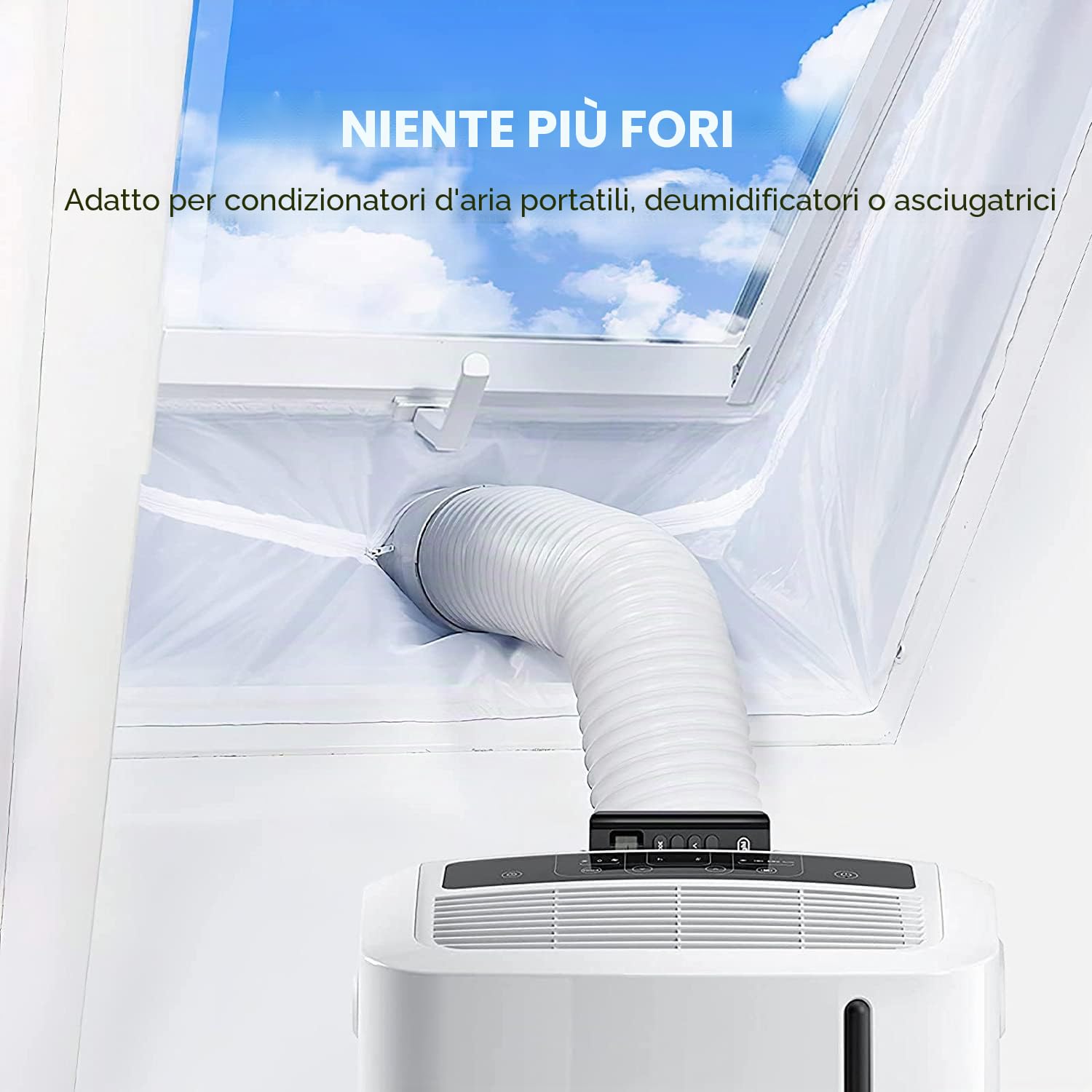 Guarnizione Finestra Condizionatore 400 cm per Condizionatori Mobili, Guarnizione Condizionatore Portatile, Kit Finestra Condizionatore Portatile per Climatizzatori, Asciugatrici