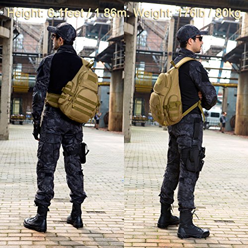 Arcenciel Tactical Sling Pack Military Molle Chest Crossbody Shoulder Bags Motorcycle Bicycle Assault Range Diaper Day Backpack With Patch (Coyote Brown) #TOP6