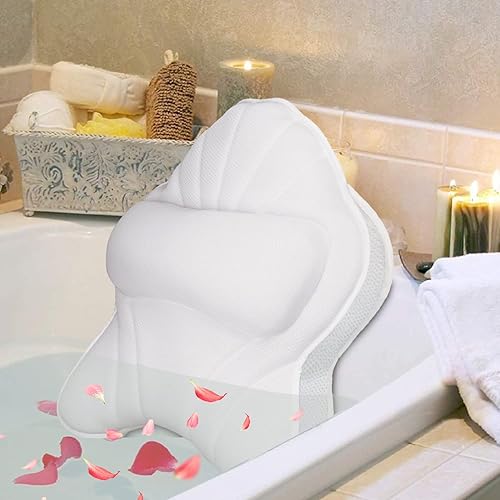 Miniatura 8 de Almohada de baño grande extra gruesa con cuello, espalda, soporte para la cabeza para bañera, spa, gris remojo (19 x 15 pulgadas)