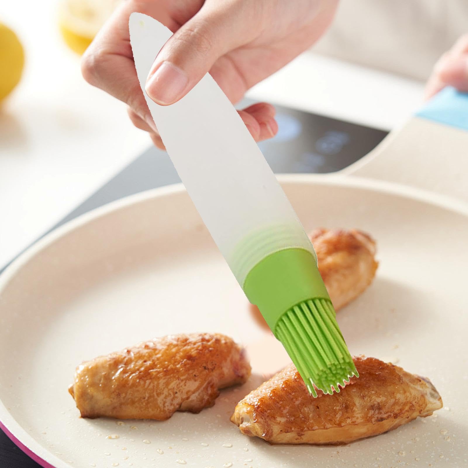 Silicone Oil Brush | Portable Oil Dispenser with Silicone Brush - Silicone Pressing Oil Bottle Brush with Lid for Baking, Kitchen, Salad Dressing, Barbecue