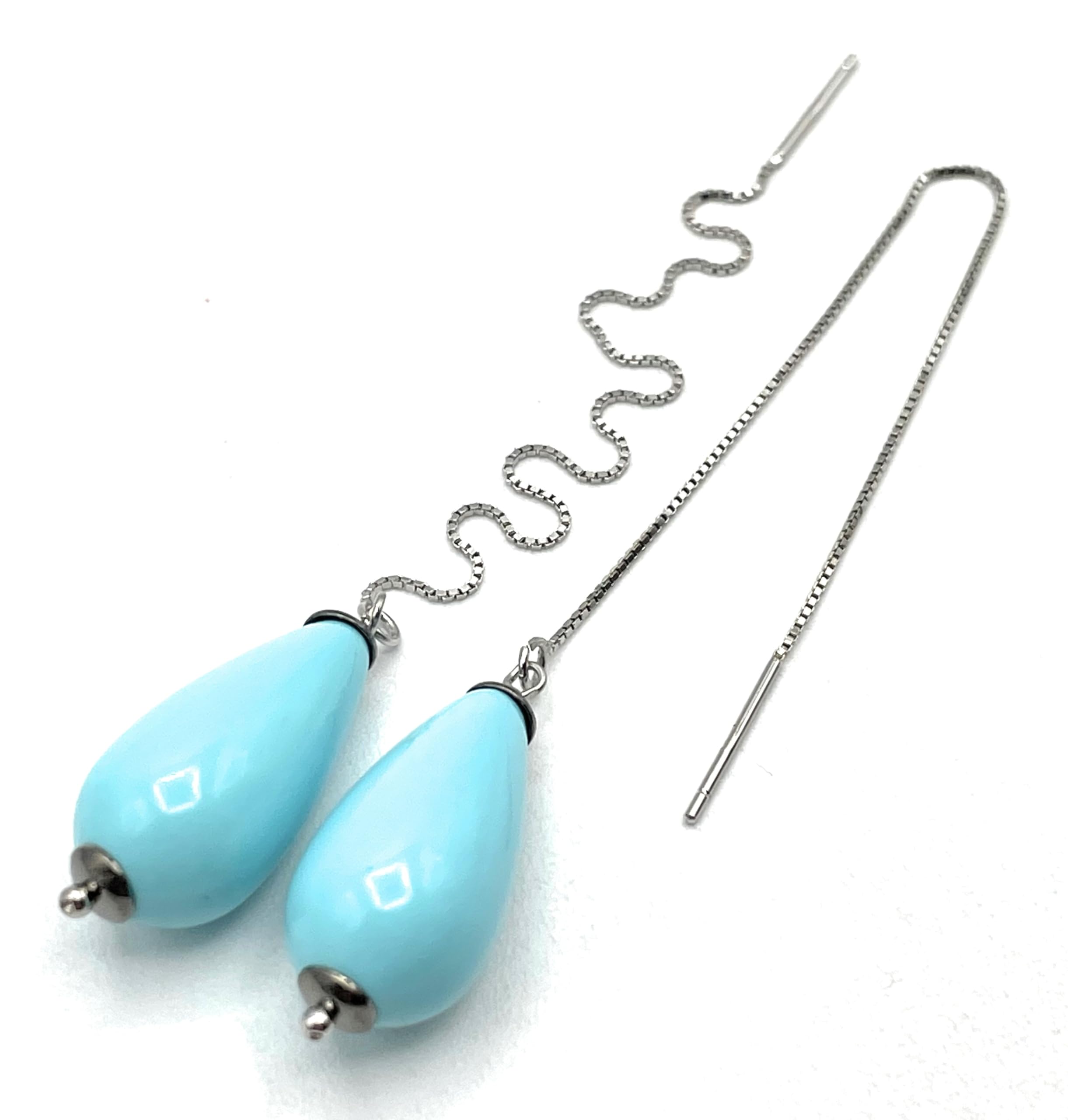 Pendientes Lagrimas Turquesas y Plata 925 Made in Italy, Joyas Artesanales Minimalistas, Regalo para Mujer