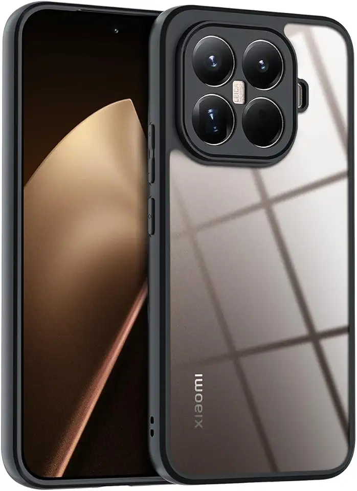 QUIETIP Capa para Xiaomi 15T Pro, capa fina e transparente com proteção contra quedas, preta