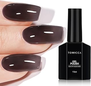 TOMICCA Black Gel Nail Polish - Sheer Black Gel Polish Translucent Nail Polish Gel Soak Off UV Gel Polish Neutral Gel Polish for Nail Art Manicure DIY at Home