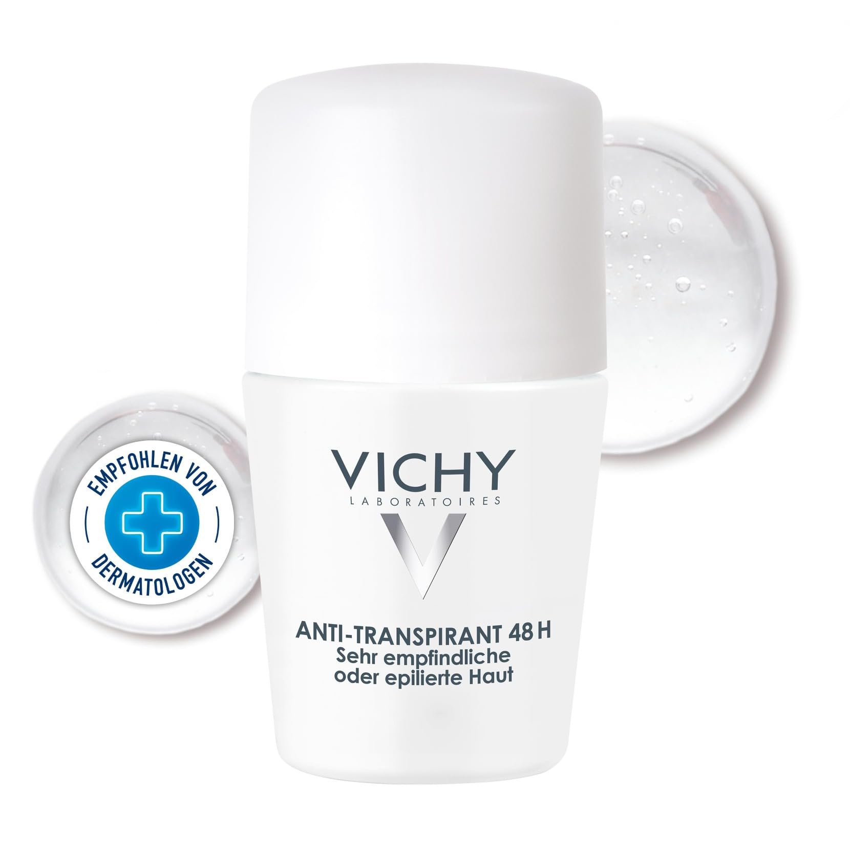 VICHY Anti-Transpirant 48h, Für sehr empfindliche oder epilierte Haut, bis zu 48 Stunden Wirkung, Roll-On, Dermo Tollerance, 50ml