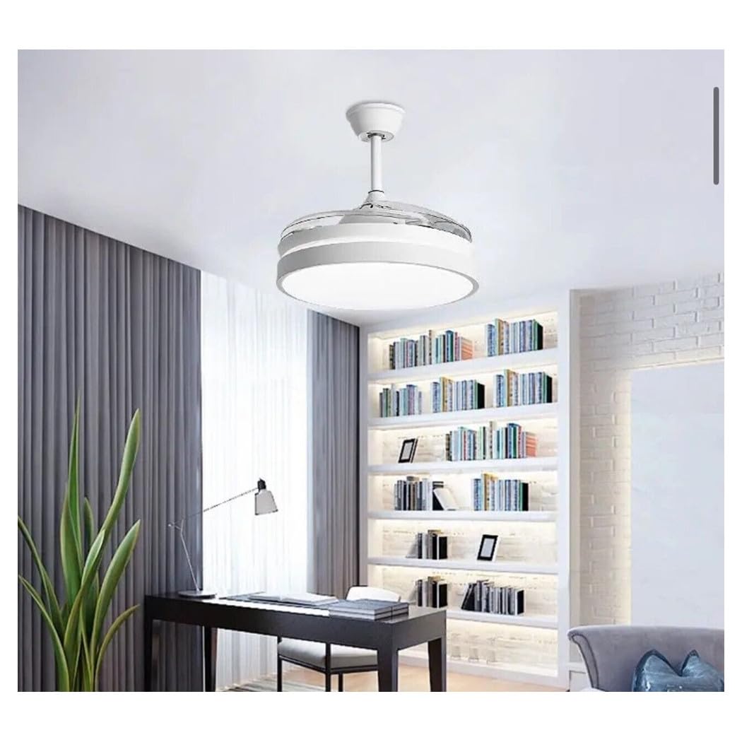 Trade Shop - Plafoniera Moderna LED con Ventilatore Soffitto Cambia 3 Luci Telecomando F7189