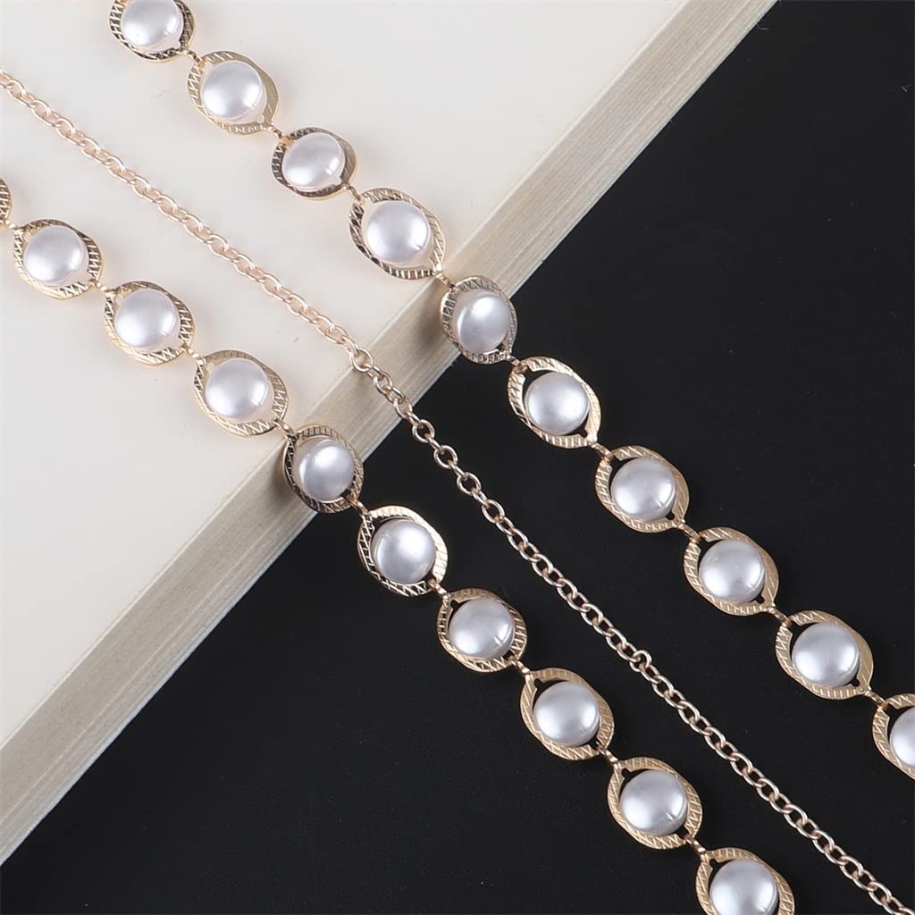 Modekette Gold Perle Brillenkette Brillenseil Lesebrille Anti-Verlust-Kette
