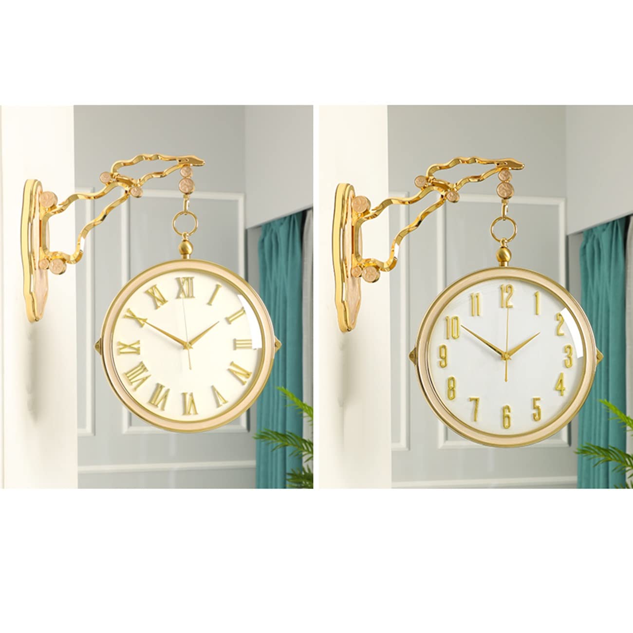 Amazon.com: CHTEMKSJ Luxurious Wall-Mounted Double Sided Clock