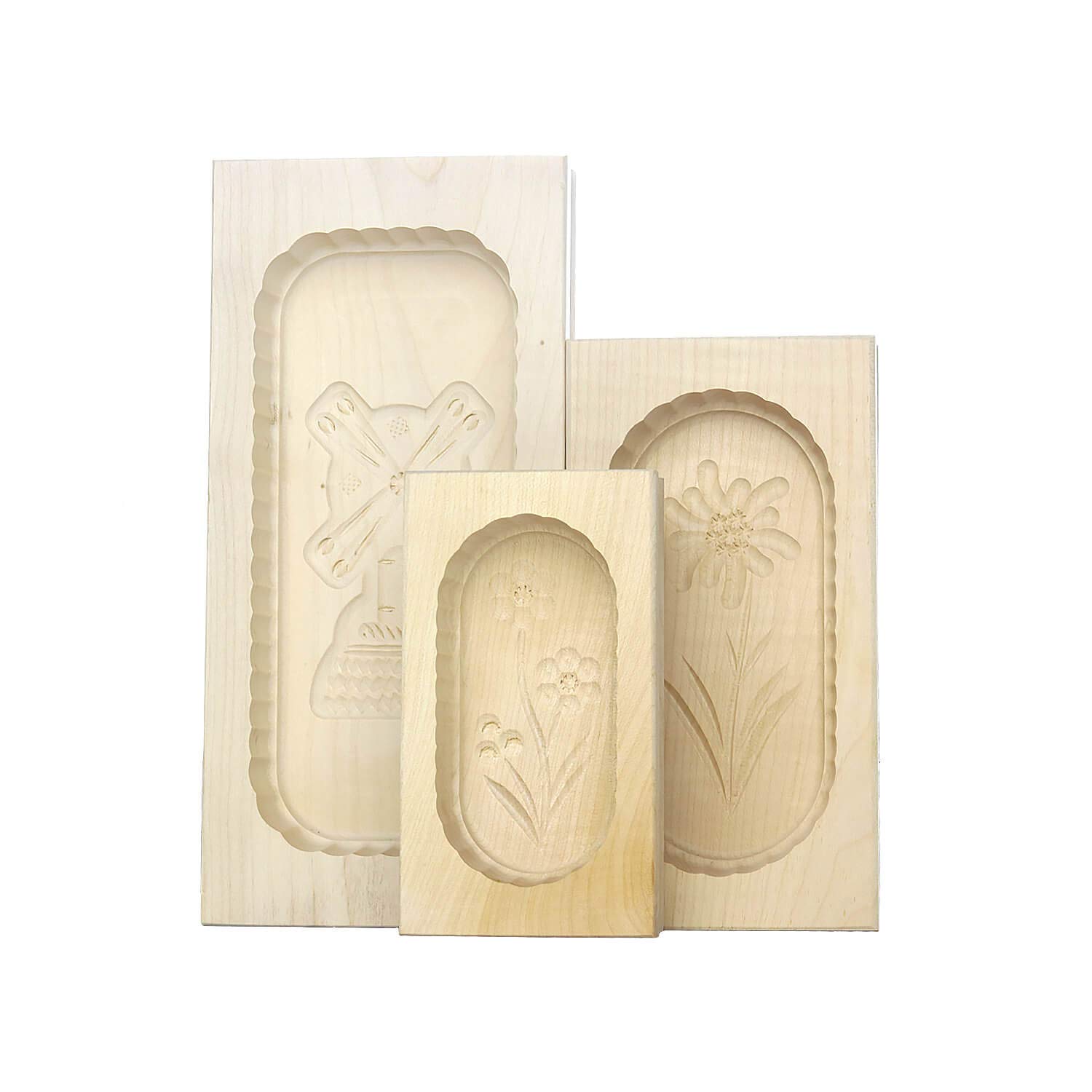 kaese-selber.de Set di 3 stampi per burro in legno d'acero