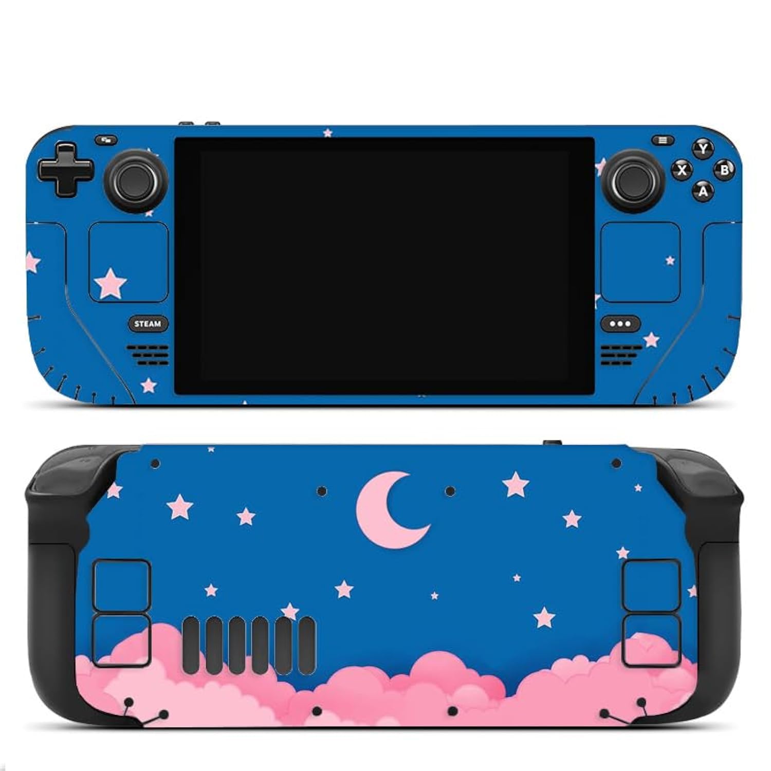 Skin Sticker for Steam Deck Protective Vinyl Decal Full Set Cover Wrap for Steam Deck Aceessories (Pink Moon Star Cloud)