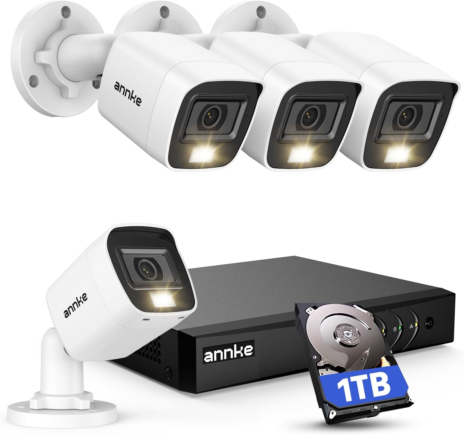 ANNKE 8CH 3K Lite 2MP CCTV Wired Security Camera System Outdoor, 1TB HDD