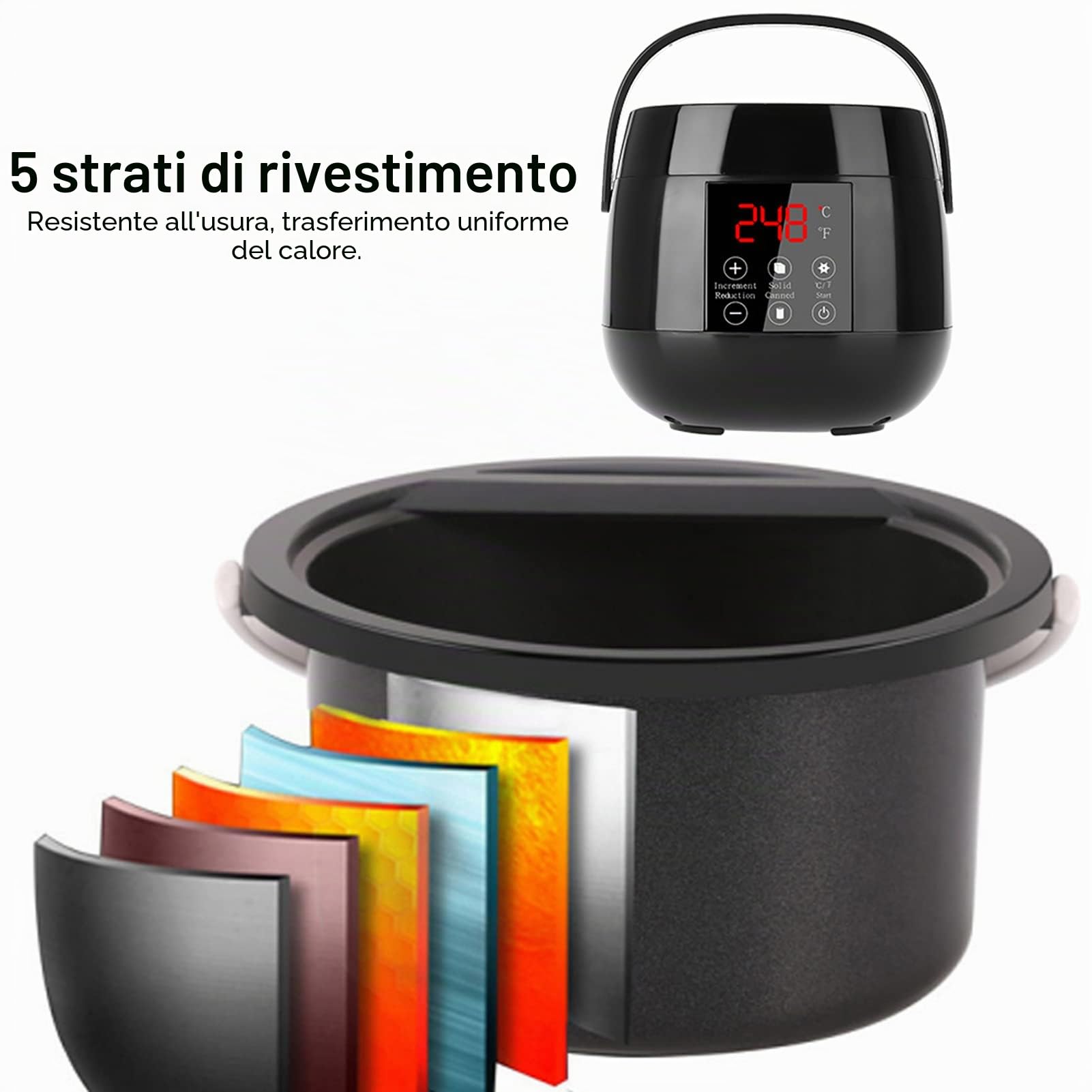 Macchina per la terapia della cera elettrica professionale con schermo a LED, 4 sacchetti di cera da 100 g e 20 bastoncini di cera, utilizzati per i numeri di depilazione del corpo