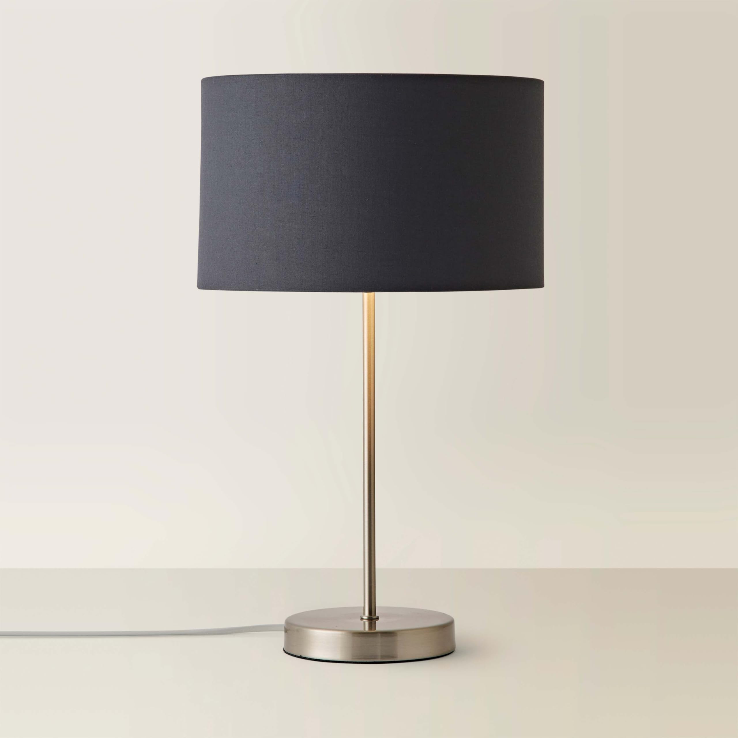 Valuelights Charcoal & Chrome Shade | Charlie Brushed Chrome Stem Table Lamp With Charcoal & Chrome Inner Shade | Table Lamps, Home Décor & Improvement Essential