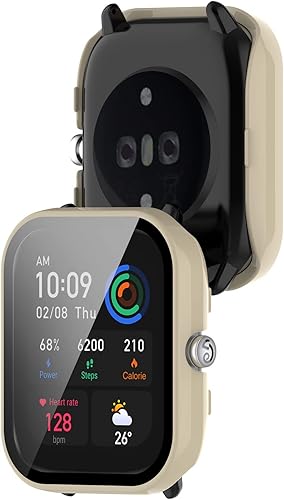 Miniatura 7 de E ECSEM Paquete de 2 protectores de pantalla compatibles con Amazfit GTS 4 Mini, pantalla de vidrio templado + fundas protectoras de policarbonato