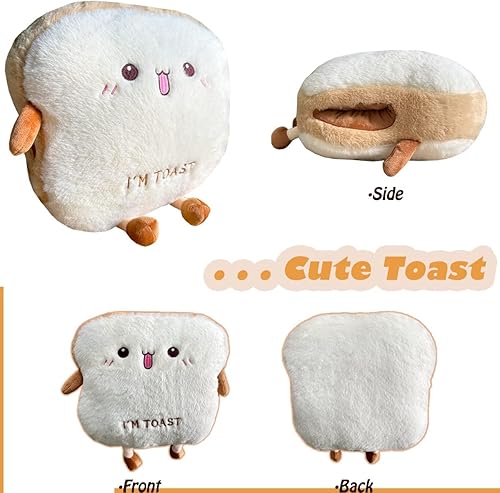 Miniatura 7 de Toast Bread - Almohada de felpa de pan, almohada de felpa de alimentos con bolsillo para las manos, gran opción de regalo para niños y adultos (15.7