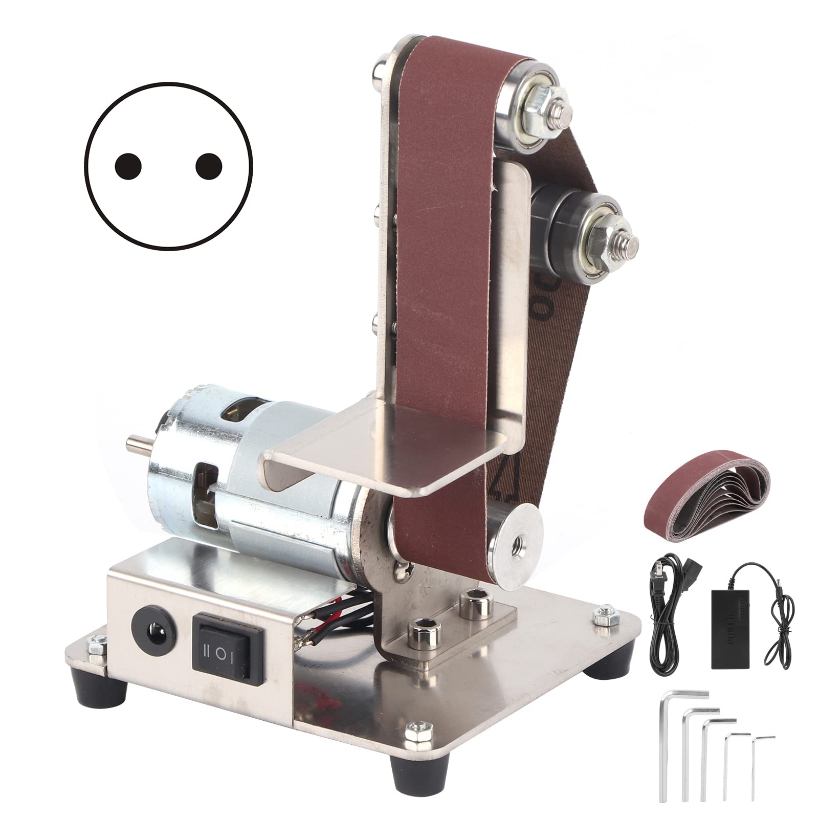 Mini Levigatrice Elettrica a Nastro, 7 velocità di Controllo della velocità Mini Smerigliatrice a Nastro Levigatrice a Nastro Levigatrice a Nastro con 10 Nastri Abrasivi