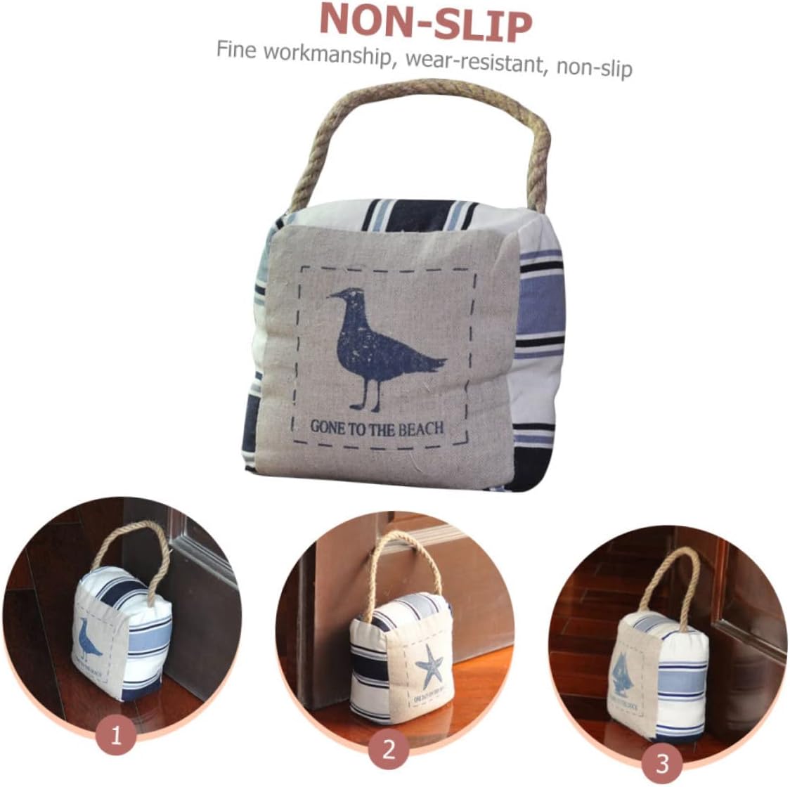 DOITOOL Mediterranean Style Cloth Door Stopper Collision Door Stop with Non Slip Base Home Decor for Bedroom Safety