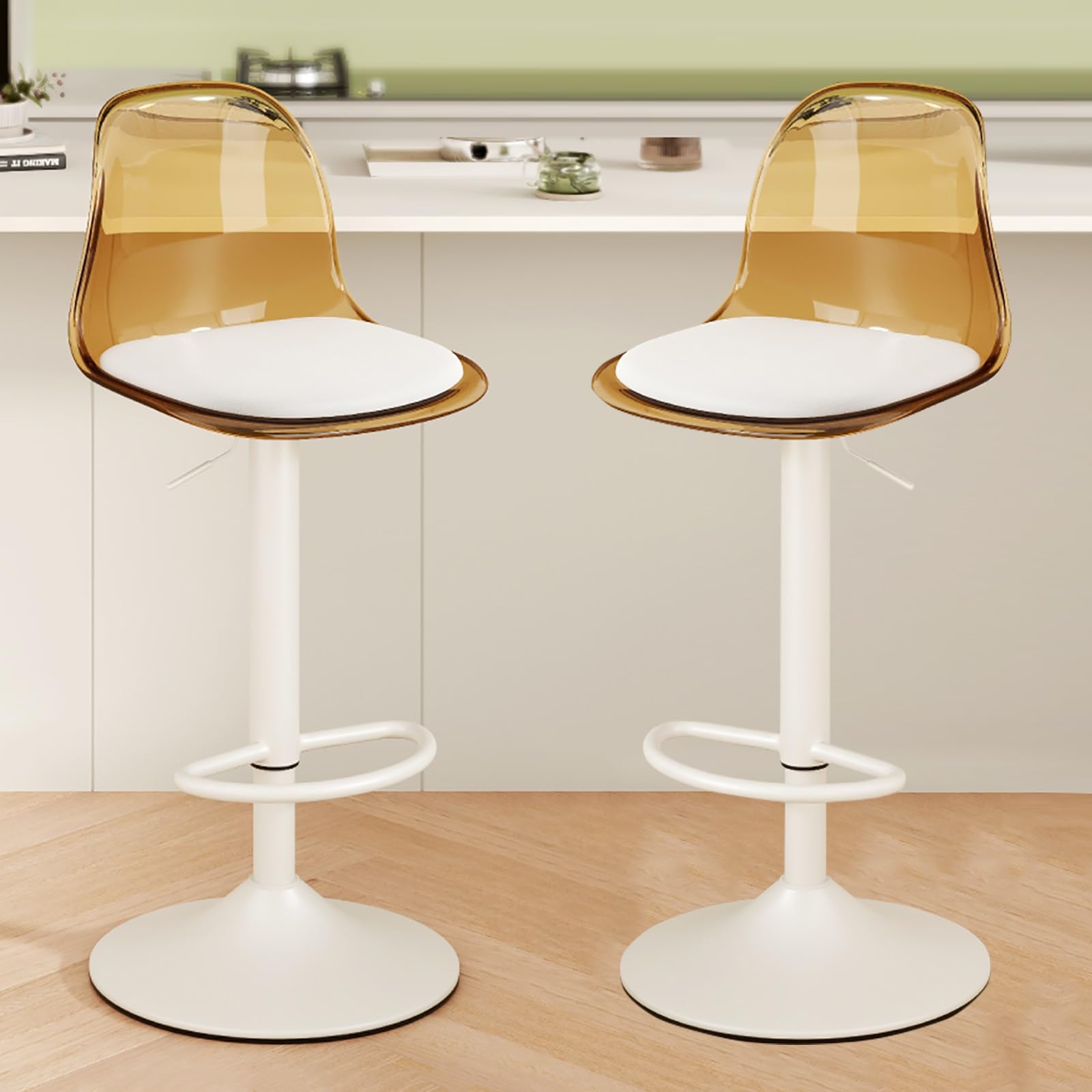 Tabourets de bar pivotants modernes en acrylique jaune pour sublimer votre îlot de cuisine