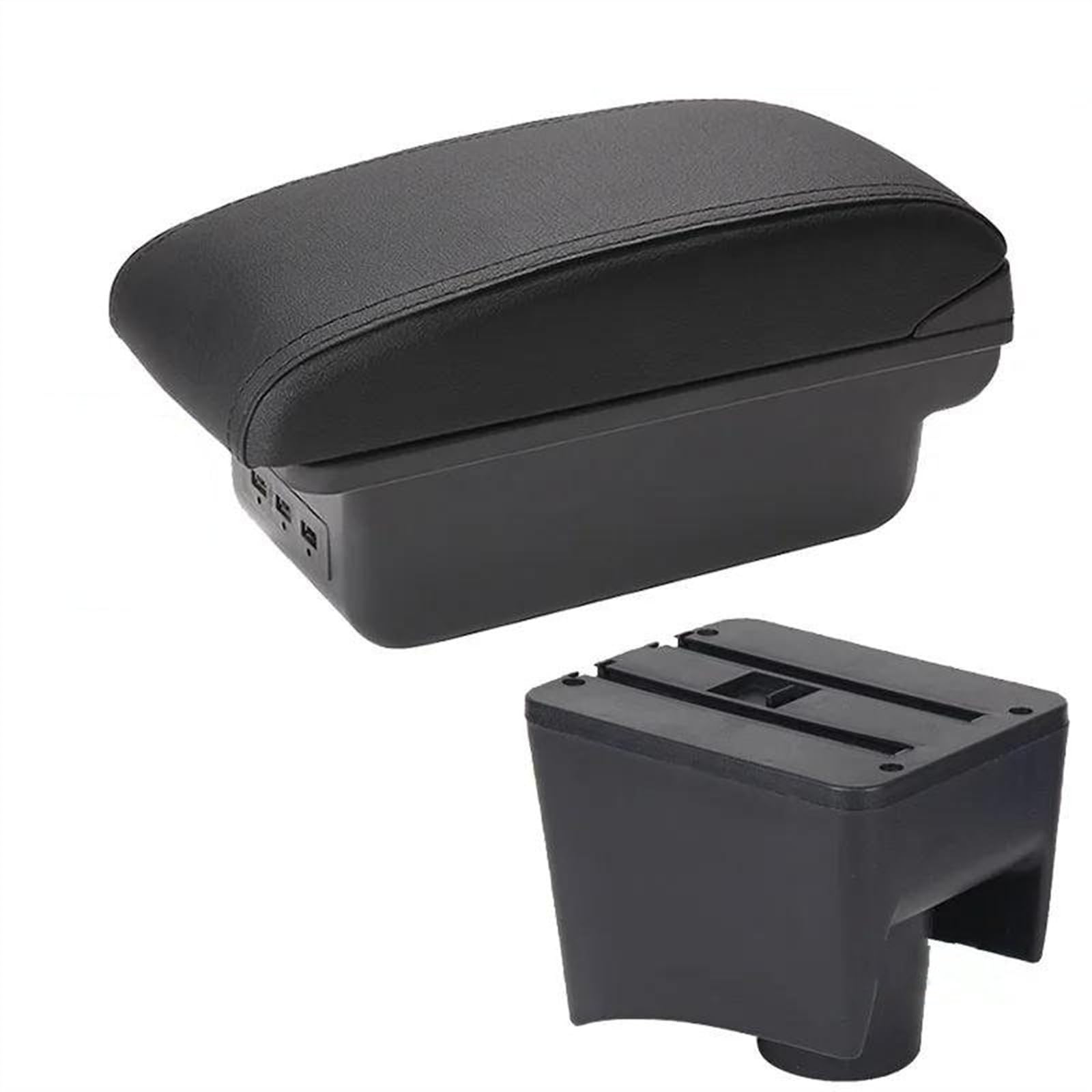 NMJLQW Storage Rack Car Armrest Box Interior Parts For POLO Mk5 6R For Vento Storage Box Car Accessories 2012-2018(B2 Black line 3USB)