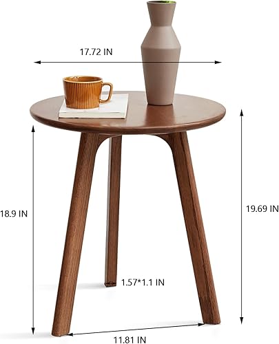 Miniatura 2 de NewCosmos Mesa auxiliar redonda mesa auxiliar pequeña mesa auxiliar mesa de café mesita de noche para sala de estar dormitorio y balcón madera de