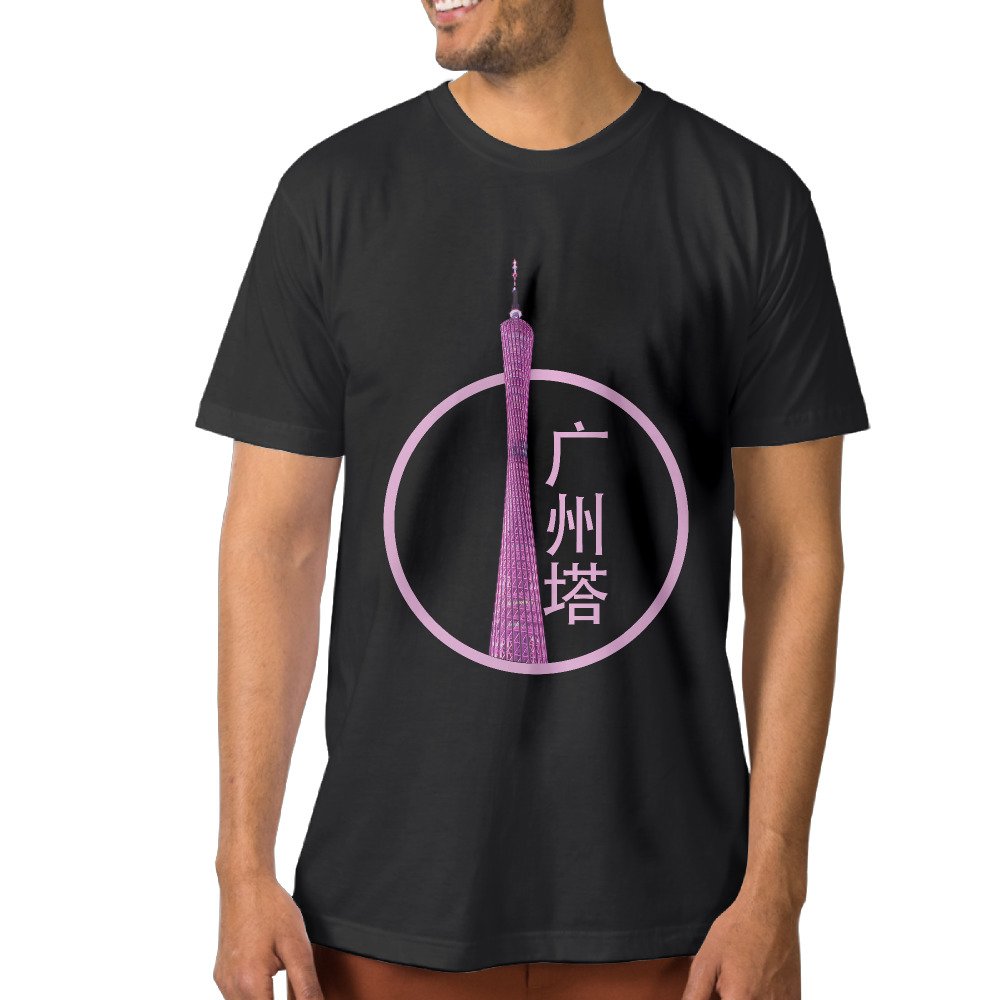 Men's T-shirts Funny Guangzhou Tower Black Apparel
