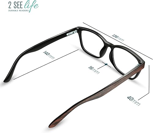 Miniatura 7 de Anteojos de lectura con textura de madera marrón madera para hombres y mujeres para lucir únicos con visión clara, lectores fuertes y duraderos para