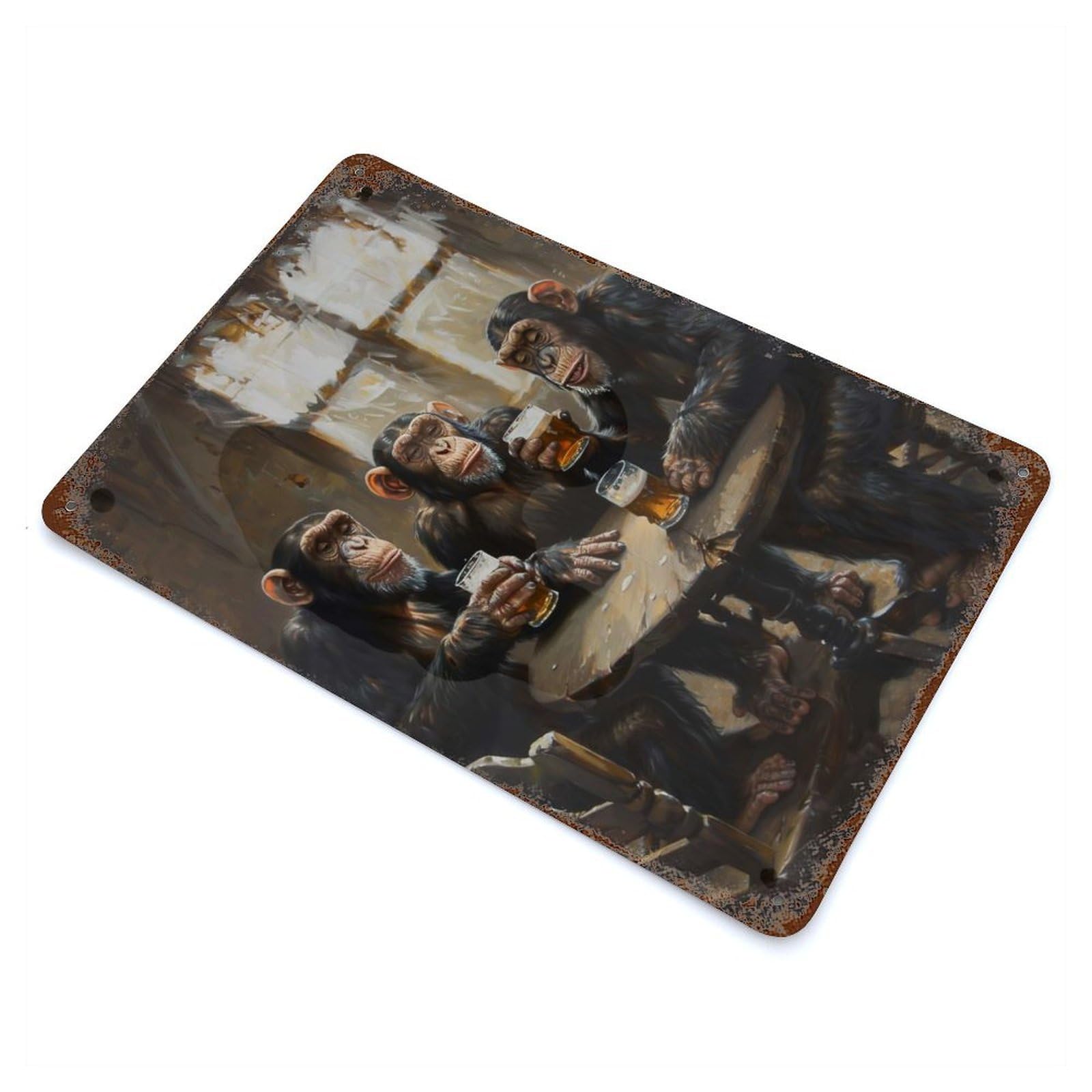 Monkeys BeerIn Tavern Retro Metal Sign 11.8"x7.9", Vintage Wall Decor for Garage, Pub Or Kitchen