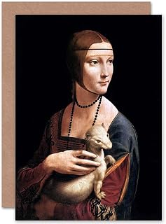 Wee Blue Coo LEONARDO DA VINCI LADY ERMINE CECILIA GALLERANI GREETINGS CARD