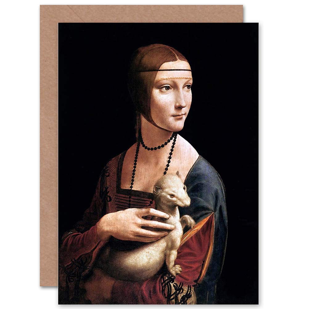 Wee Blue Coo LEONARDO DA VINCI LADY ERMINE CECILIA GALLERANI GREETINGS CARD