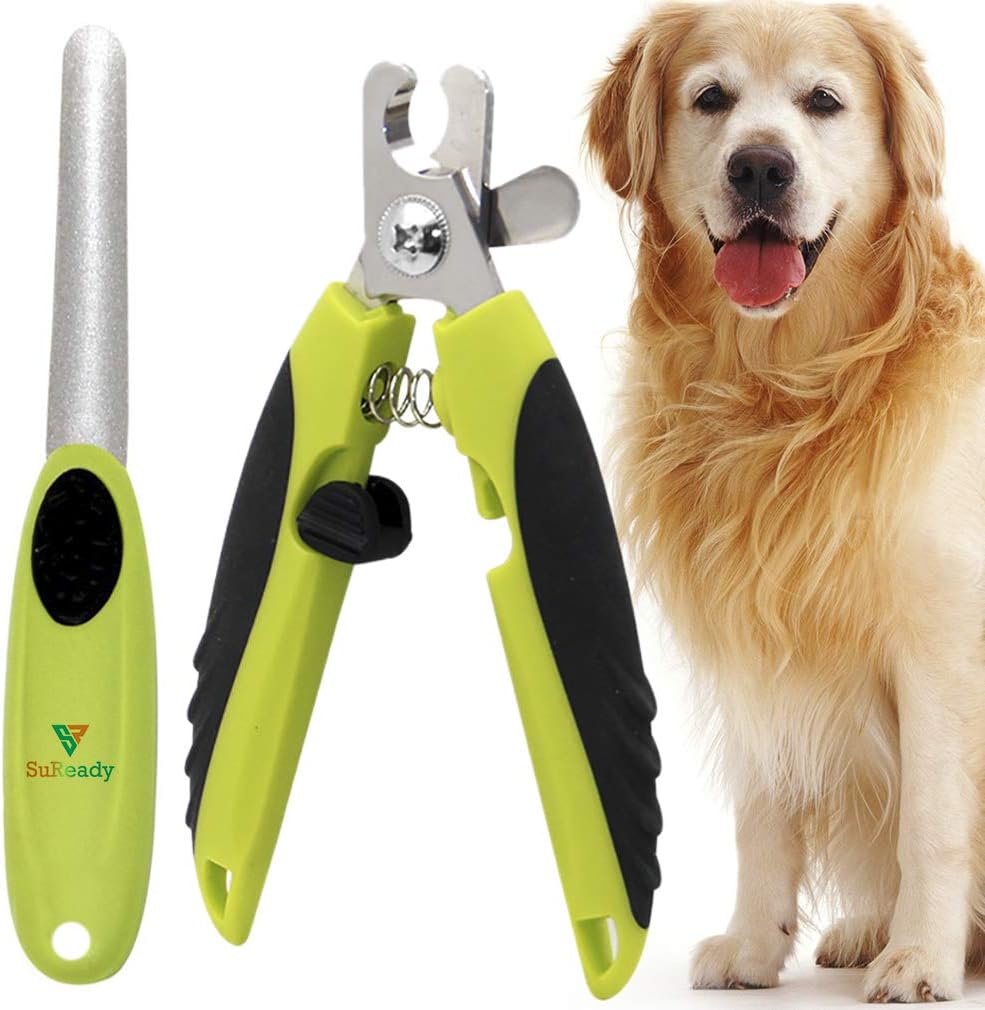 SuReady Dog Nail Clippers - Pet Nails Trimmer for Dogs or Cats with Safety Guard to Avoid Over-Cutting, Free Nail File & Lock Switch,…