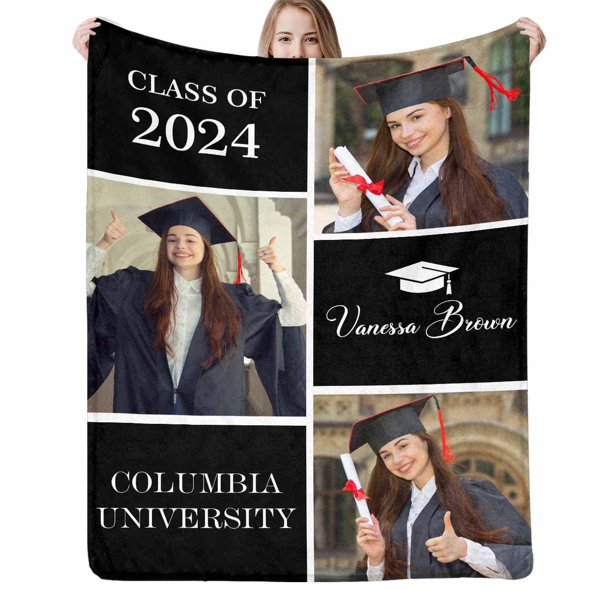 Artsadd Custom Graduation Blanket 2023 Name Personalized Class of 2023 Blanket Graduation Gifts with Photo Made in US Customized Congratulations Blanket High School College