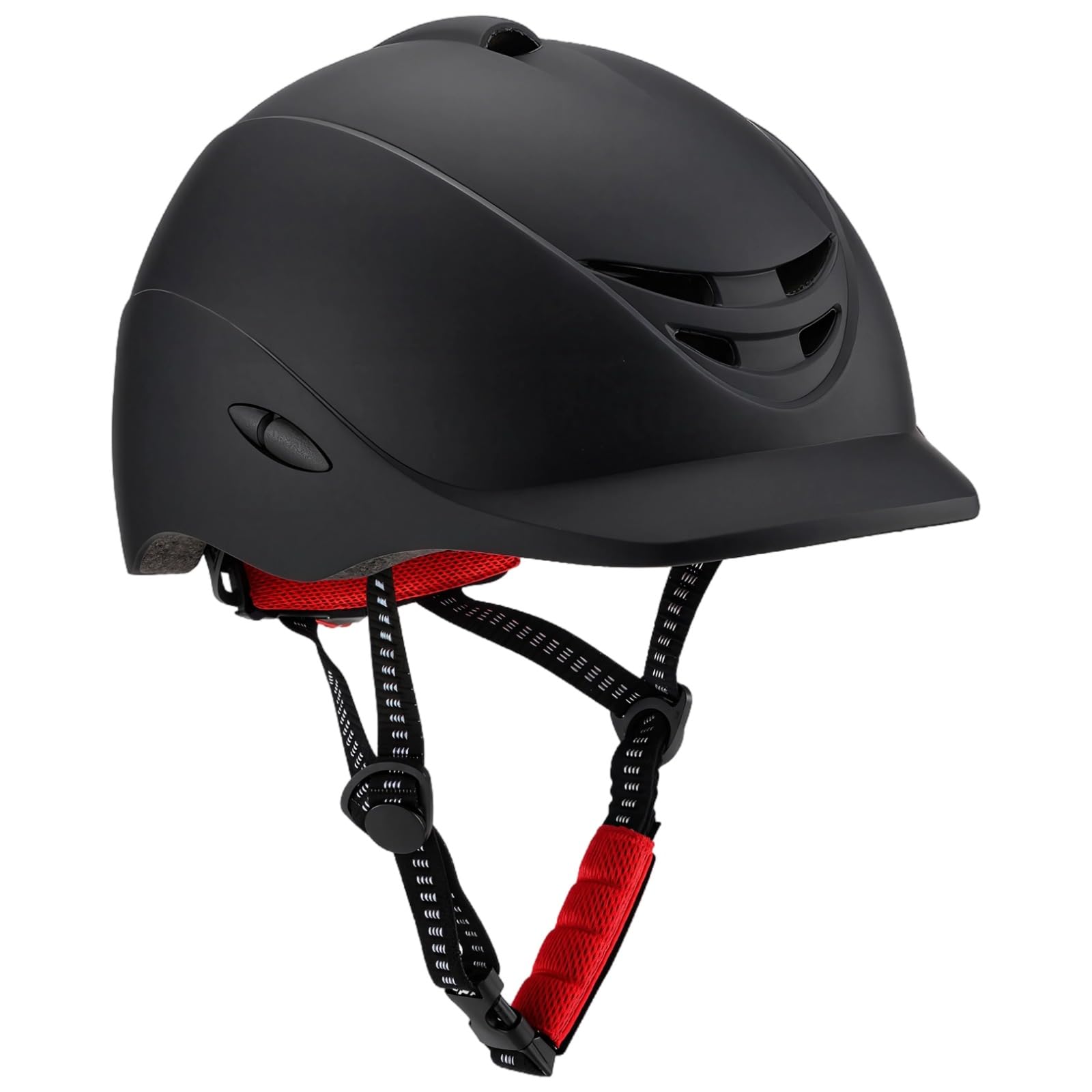 Casco da equitazione da donna, regolabile, nero opaco, guscio leggero in policarbonato ventilato, conforme agli standard di sicurezza, per equitazione e sport all'aria aperta