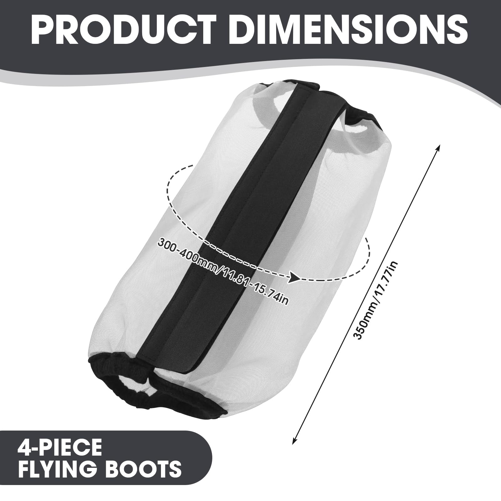Fliegen Gamaschen Pony Hufschuhe für Pferd Fliegenstiefel für Pferde Anti Mücken Stallgamaschen Pferd Netz Atmungsaktiv 4 Stück Fliegengamaschen für Pferde Locker Sitzend Fly Boots Pferd (Grau)