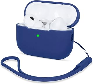 AOTUAO Compatible with AirPods Pro 2 Case Cover, Shock-Resistant Protective Silicone Case Cover for AirPods Pro 2nd Generation 2022 with Silicone Lanyard, Front LED Visible, Royal Blue