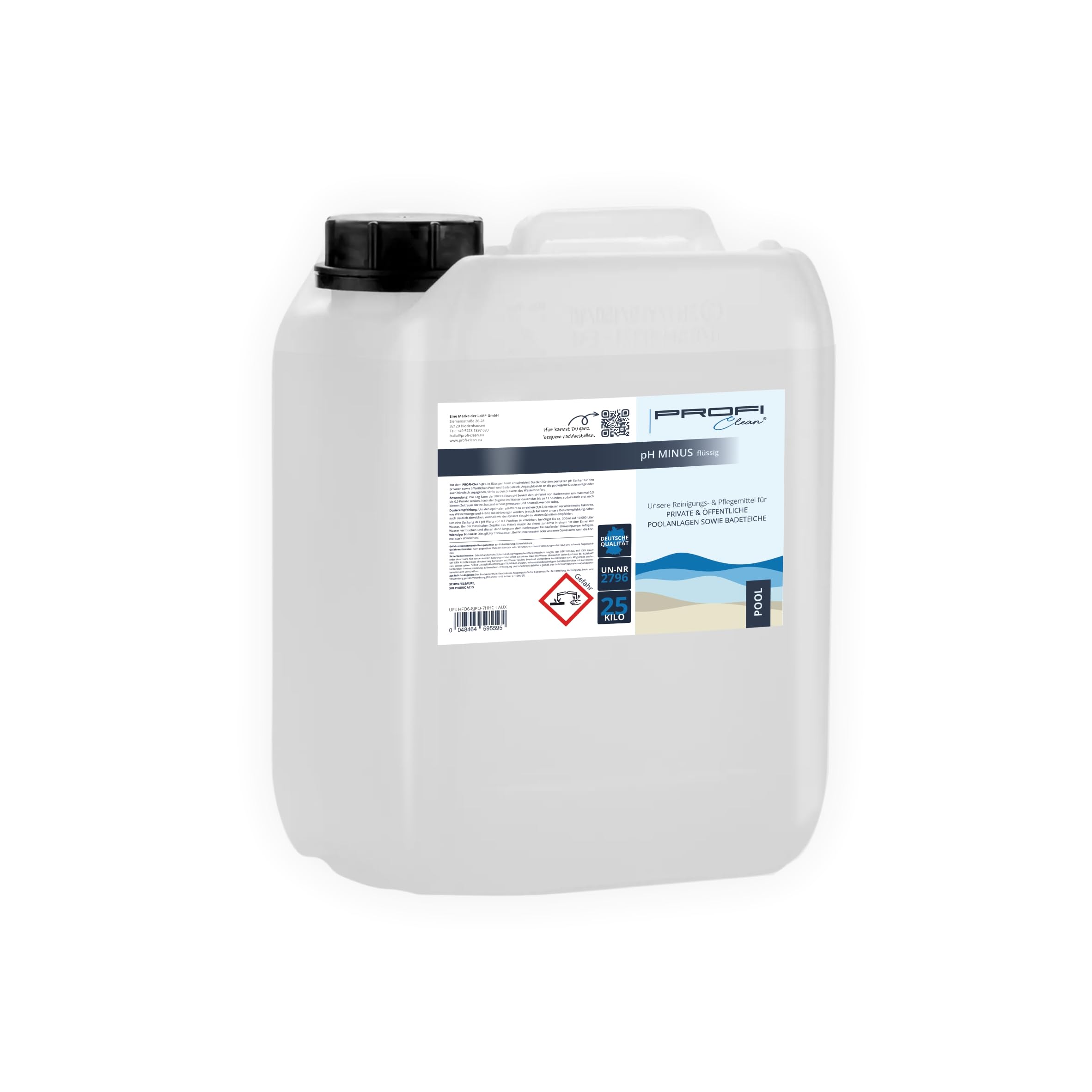 PROFI-Clean® pH- Minus Flüssiger pH Senker 20 kg / 20 Liter Kanister | Senkung des pH-Wertes Pool, Whirlpool, Planschbecken & Schwimmbad