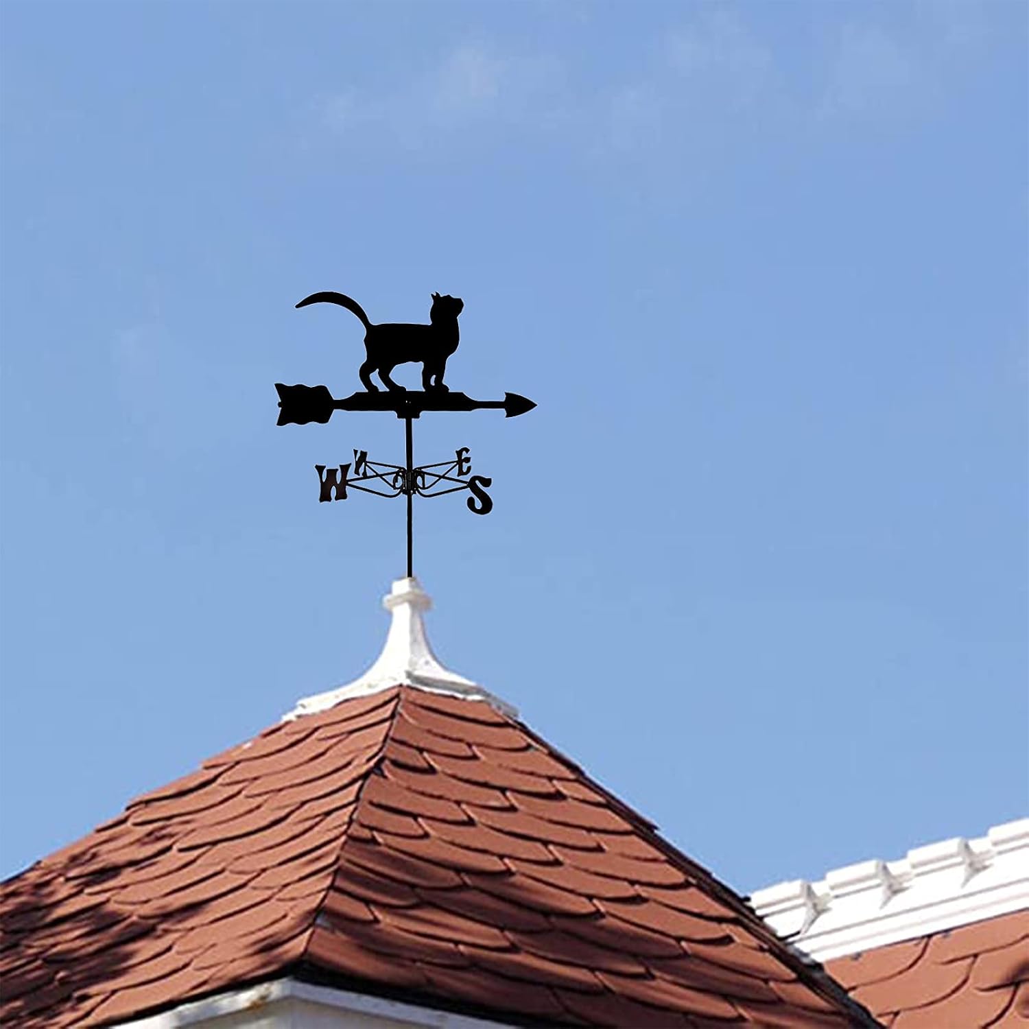 Weathervane,Weather Vane Animal Metal Weathervane Cat and Dog Silhouette Wind Direction Indicator for Outdoor Garden Roof Paddock Decoration