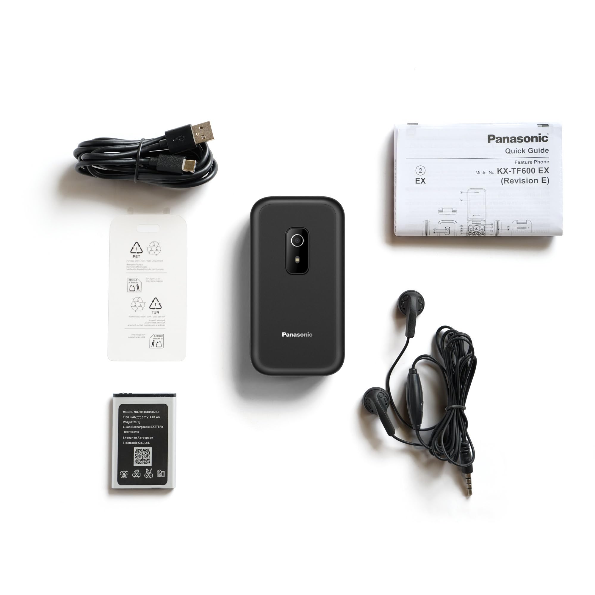Panasonic KX-TF600 4G Easy Phone, Volte Klare Anrufe, 290 Stunden Standby, USB-C Schnellladung, 2,8" Display, Bluetooth, LED Taschenlampe, IP44 Wasserdicht, Beleuchtete Tasten, Schwarz