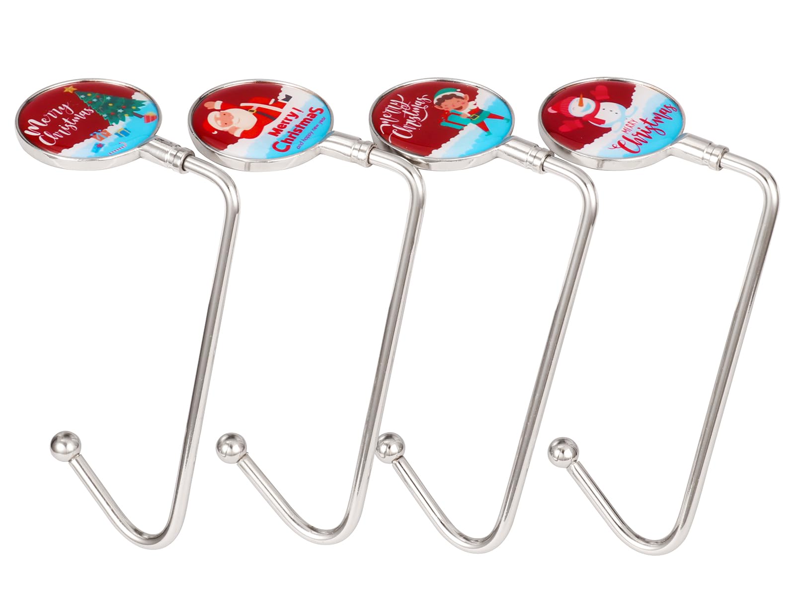 AmazonBasics Lightweight Metal Stocking Hangers for Mantel, Non-Slip Christmas Stocking Holders, Set of 4 (Multi Style)