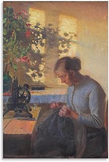 Anna-ancher-fisherman-1039-s-wife-sewing-1890-trivium-art-history Posters Wall Art Painting Canvas Living Room Prints Bedroom Decor Poster Artworks 08x12inch(20x30cm)